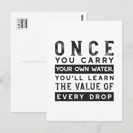 Wisdom Quote Design - waarde van elke druppel Briefkaart (Voorkant / Achterkant)