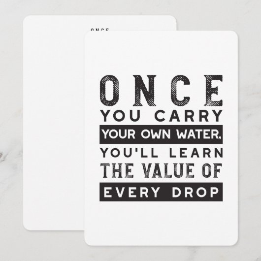 Wisdom Quote Design - waarde van elke druppel Feestdagenkaart (Voorkant / Achterkant)