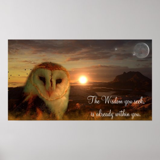 Wisdom Quote, Owl Artwork Poster (Voorkant)