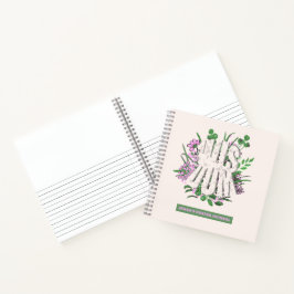 Wisdom Roze Bloemen en Bladeren Typografie Notitieboek