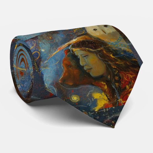 Wisdom Strength Owl Beer Native Maureen Girard Stropdas (Opgerold)