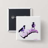 Wisdom - Twee wijze paarse kraaien Vierkante Button 5,1 Cm (Voorkant /achterkant)