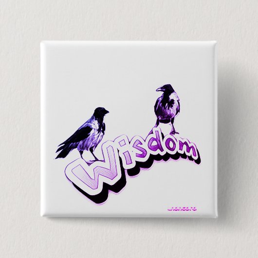 Wisdom - Twee wijze paarse kraaien Vierkante Button 5,1 Cm (Voorkant)