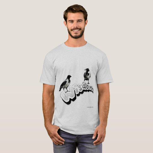 Wisdom - Twee wijzen kraaien op witte achtergrond T-shirt (Voorkant volledig)