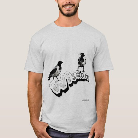 Wisdom - Twee wijzen kraaien op witte achtergrond T-shirt (Voorkant)