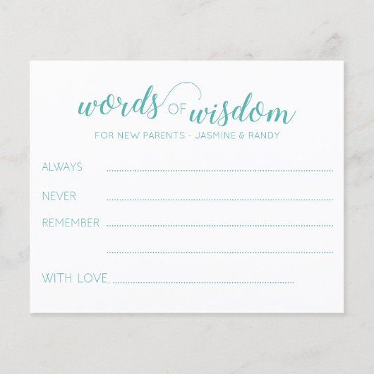 Wisdom voor nieuw ouderlijk Baby shower (Voorkant)
