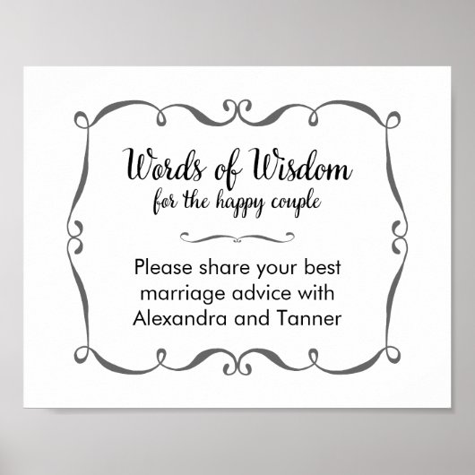 Wisdom Wedding Advice Sign Poster (Voorkant)