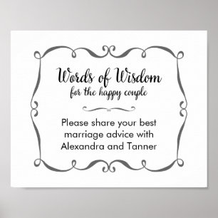 Wisdom Wedding Advice Sign Poster