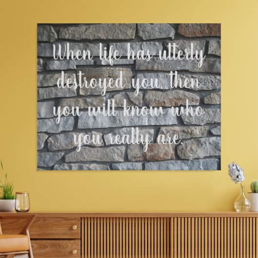 Wisdom: "Wie ben je echt" op een Canvas Afdruk (Insitu (Woonkamer))