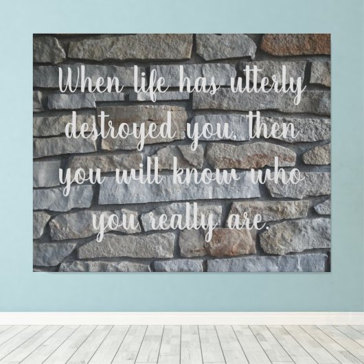 Wisdom: "Wie ben je echt" op een Canvas Afdruk (Insitu (Houten vloer))