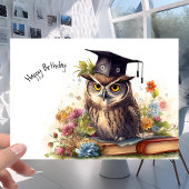 Wise and Clever Owl - School Library Book Birthday Kaart