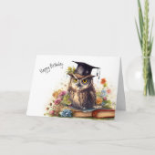 Wise and Clever Owl - School Library Book Birthday Kaart (Voorkant)