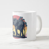 Wise and Wild – Retro Olifantenfamilie Zonsonderga Grote Koffiekop (Voorkant rechts)