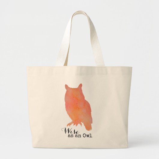 Wise as a Owl Typografische Waterverf Grote Tote Bag (Voorkant)