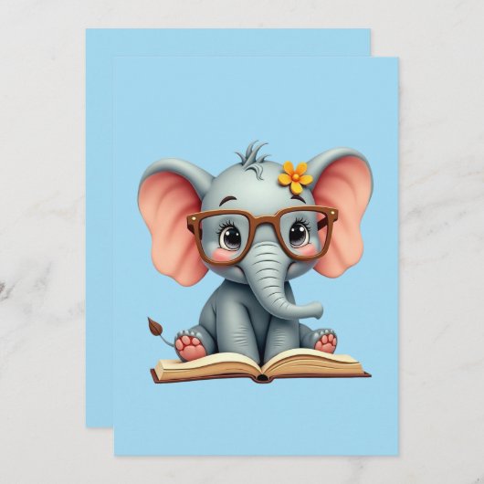 Wise Baby Elephant Kaart (Voorkant / Achterkant)