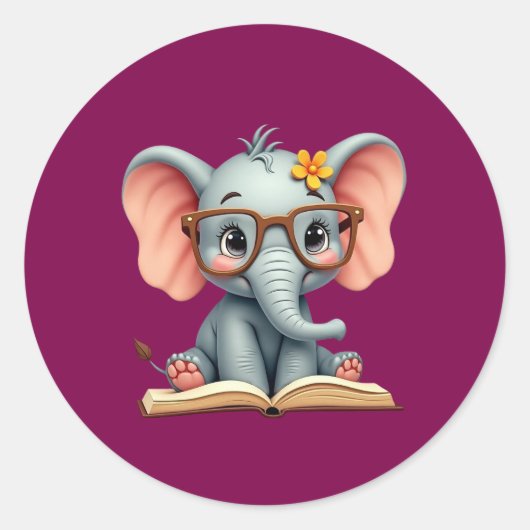 Wise Baby Elephant Ronde Sticker (Voorkant)