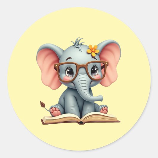 Wise Baby Elephant Ronde Sticker (Voorkant)