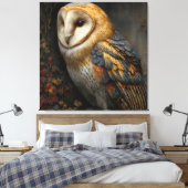 Wise Barn Owl Perched on Ancient Canvas Afdruk (Insitu (Slaapkamer))
