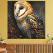 Wise Barn Owl Perched on Ancient Canvas Afdruk (Insitu (Woonkamer))