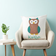 Wise Brown Blauwe Owl Bird Bedroom Gepersonaliseer