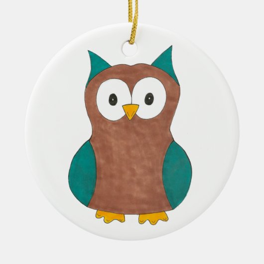 Wise Brown Blue Barn Owl Bird Animal Birdwatch Keramisch Ornament (Voorkant)