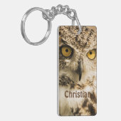 Wise Brown die naar je kijkt voeg je naam toe Sleutelhanger (Voorkant Links)