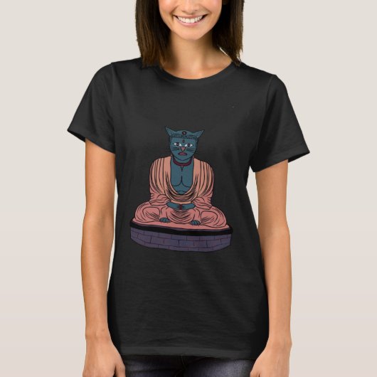 Wise Cat Buddha Ready To Give Advice To Cat & Hat T-shirt (Voorkant)