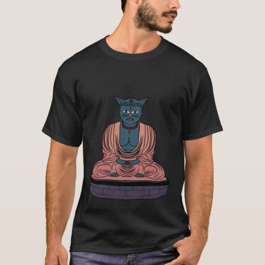 Wise Cat Buddha Ready To Give Advice To Cat & Hat T-shirt (Voorkant)