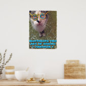 Wise Cat Human Eyes and Funny Glasses Poster (Keuken)