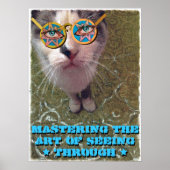 Wise Cat Human Eyes and Funny Glasses Poster (Voorkant)