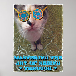 Wise Cat met grappige bril Poster