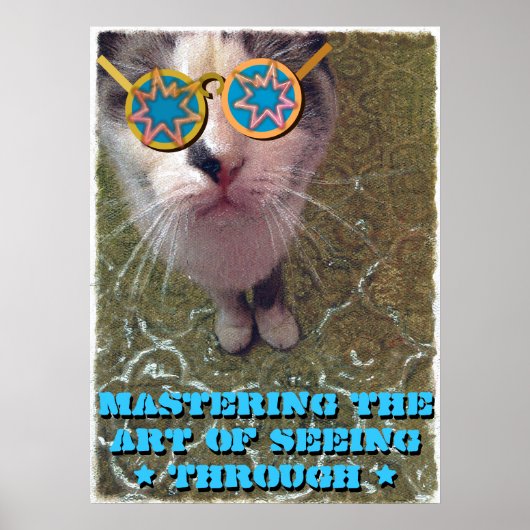 Wise Cat met grappige bril Poster (Voorkant)
