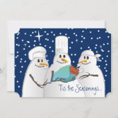 Wise chef-koks sneeuwpoppen kalkoen baby culinaire feestdagenkaart (Voorkant)