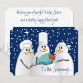 Wise chef-koks sneeuwpoppen kalkoen baby culinaire feestdagenkaart (Voorkant / Achterkant)