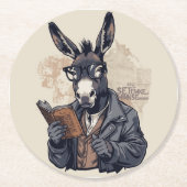 Wise Donkey — Coaster Set Ronde Kartonnen Onderzetter (Voorkant)