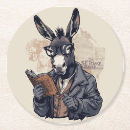 Wise Donkey — Coaster Set Ronde Kartonnen Onderzetter