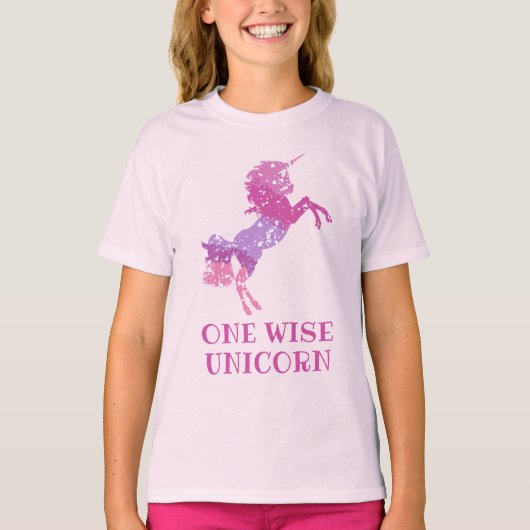 Wise eenhoorn roze Stropdas meisjes T-shirt (Voorkant)