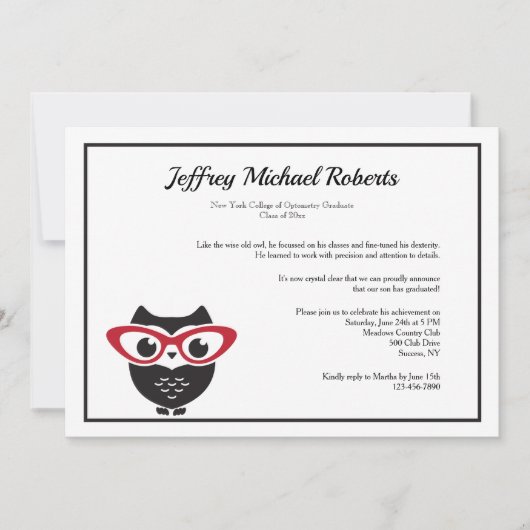 Wise Eyes Optometrie Afstuderen Uitnodiging (Voorkant)