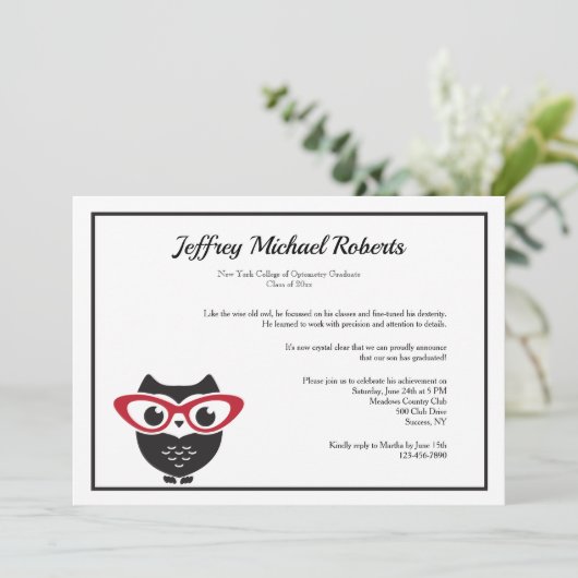 Wise Eyes Optometrie Afstuderen Uitnodiging (Staand voorkant)