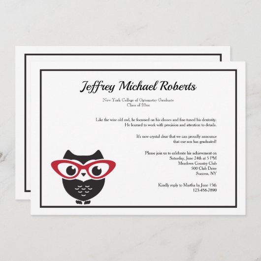 Wise Eyes Optometrie Afstuderen Uitnodiging (Voorkant / Achterkant)