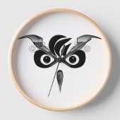 Wise Eyes Wandklok: Black Owl Design (Voorkant)