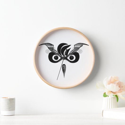Wise Eyes Wandklok: Black Owl Design (Huis)