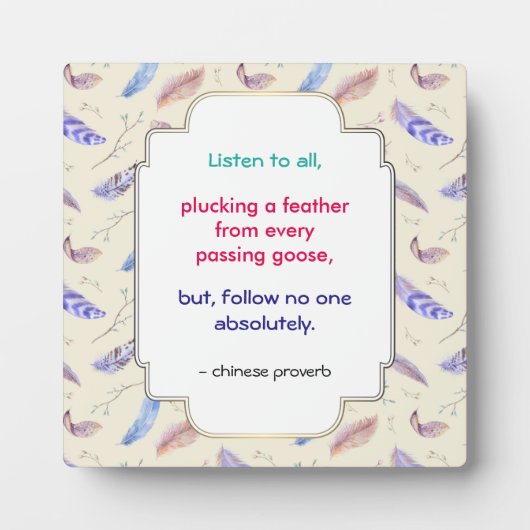 Wise Inspirerend Motivatie Chinees Proverb Fotoplaat (Voorkant)