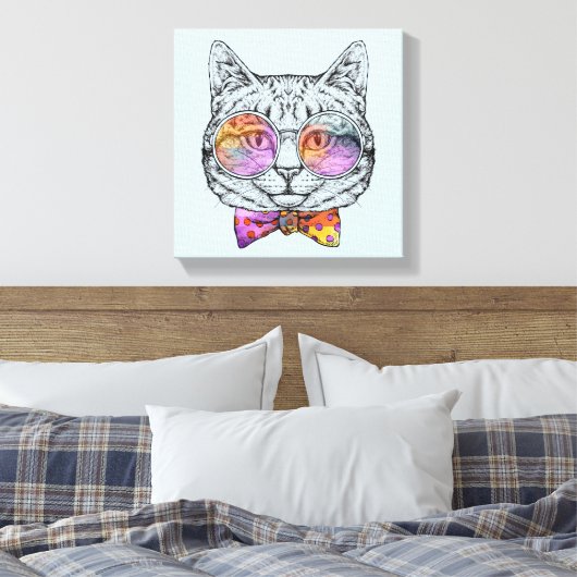 Wise Kat Kat Canvas Afdruk (Insitu (Slaapkamer))