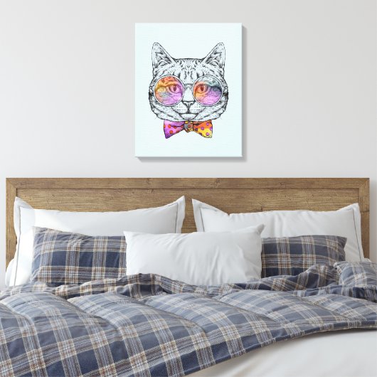 Wise Kat Kat Canvas Afdruk (Insitu (Slaapkamer))