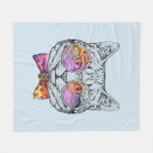 Wise Kat Kat Fleece Deken (Voorkant (Horizontaal))