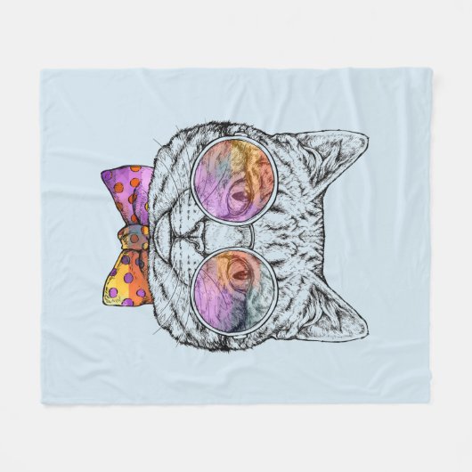 Wise Kat Kat Fleece Deken (Voorkant (Horizontaal))