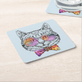 Wise Kat Kat Kartonnen Onderzetters (Schuin)