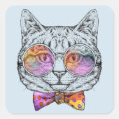 Wise Kat Kat Vierkante Sticker (Voorkant)