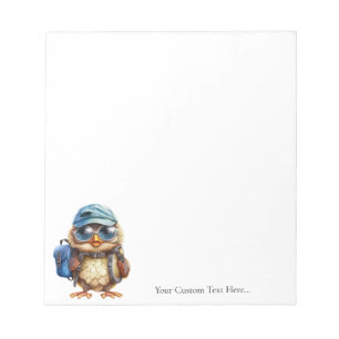Wise Little Traveller, Kind Uil met rugzak 5.5x6 Notitieblok